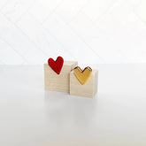 Chic Heart-Shaped Dual-Tone Earrings - Gold & Red
